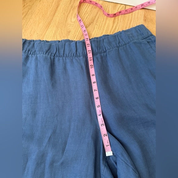 J. Jill 100% Linen Relaxed Cropped Pants Blue Beachy Lagenlook Size Large P - Picture 7 of 12